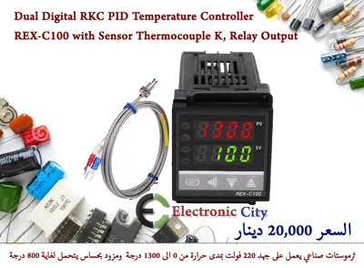 Dual Digital RKC PID Temperature Controller REX-C100 with Sensor Thermocouple K, Relay Output  #J3 012741